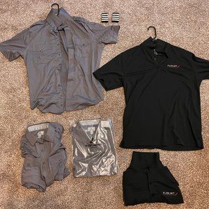Flexjet Pilot Uniform - 3 pilot shirts, 2 pants, 2 polos, 2 ties, 1 jacket+belt